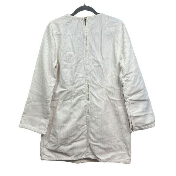 ASOS Design Womens‎ Corduroy Sheath Dress Square Neck Long Slit Sleeves Cream 12 - Picture 4 of 5